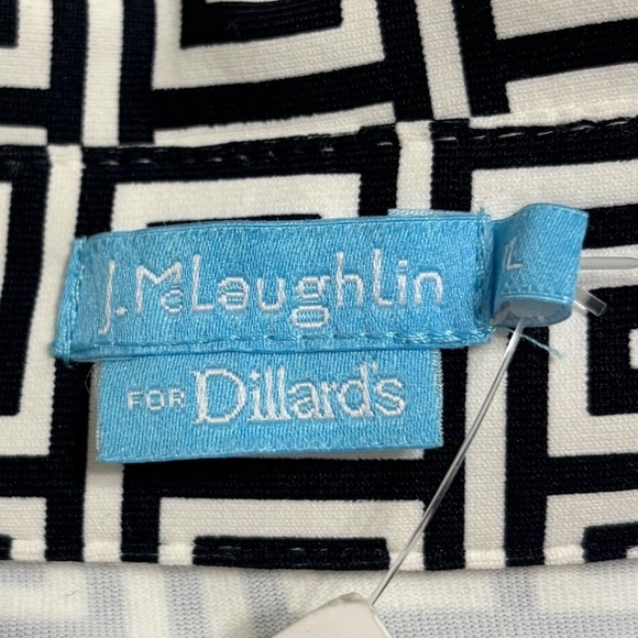 NWT Women's J. McLaughlin Belted Shirt Button Down Dress Black & White XL - Picture 8 of 8